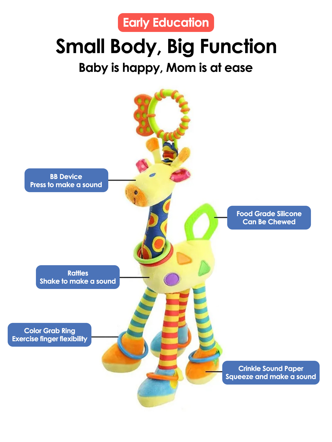 1pcs Soft Giraffe Animal Handb - Furniture Hardware For Bed review and price