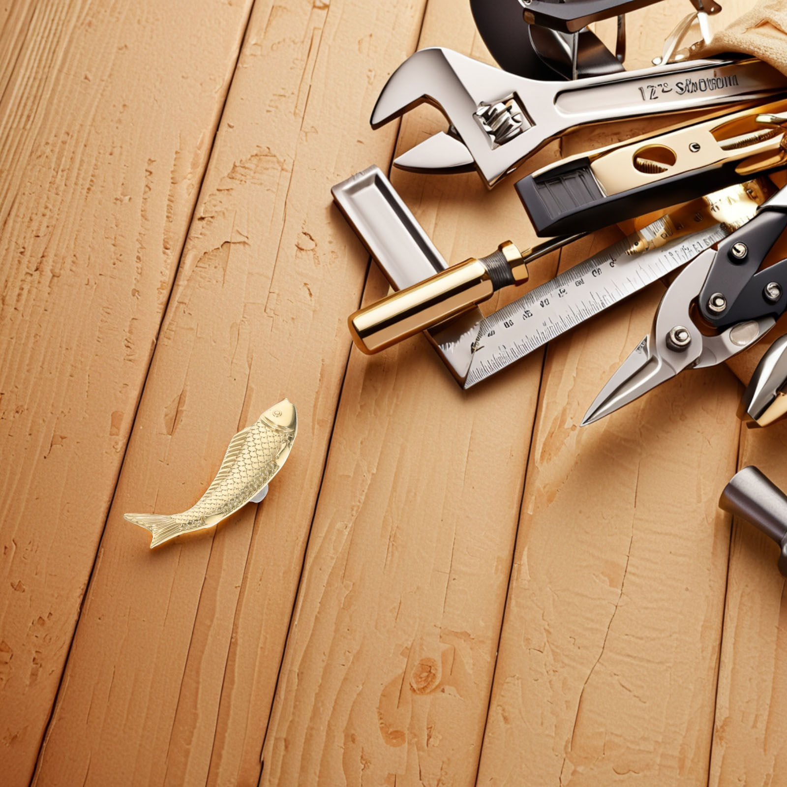 Fish Brass Cabinet Handles Dec - Unique Furniture Hardware Pulls review and price