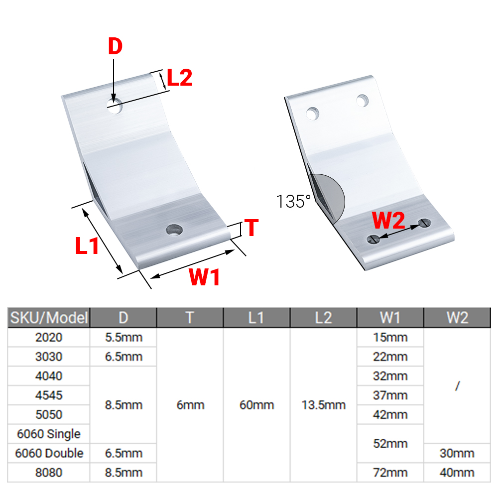 4Pcs/lot 135 Degree 2020 3030  - Corner Bracket Angle review and price